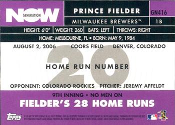 2007 Topps - Generation Now #GN416 Prince Fielder Back
