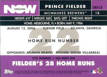 2007 Topps - Generation Now #GN418 Prince Fielder Back
