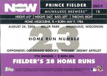 2007 Topps - Generation Now #GN419 Prince Fielder Back