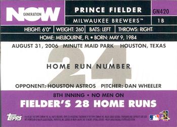 2007 Topps - Generation Now #GN420 Prince Fielder Back