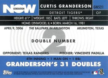2007 Topps - Generation Now #GN521 Curtis Granderson Back