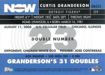 2007 Topps - Generation Now #GN542 Curtis Granderson Back