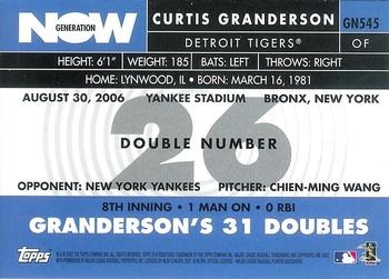 2007 Topps - Generation Now #GN545 Curtis Granderson Back