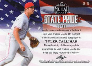 2019 Leaf Metal Draft - State Pride Autographs Purple Wave #SP-TC1 Tyler Callihan Back