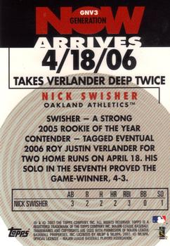 2007 Topps - Generation Now Arrives (Vintage) #GNV3 Nick Swisher Back