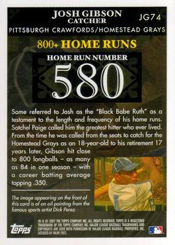 2007 Topps - Josh Gibson Home Run History #JG74 Josh Gibson Back