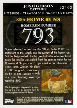 2007 Topps - Josh Gibson Home Run History #JG102 Josh Gibson Back