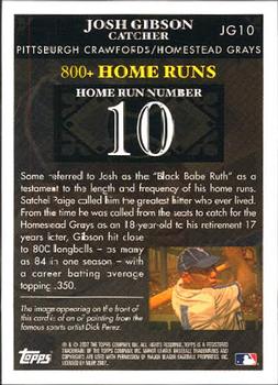 2007 Topps - Josh Gibson Home Run History #JG10 Josh Gibson Back