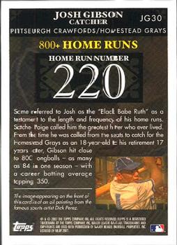 2007 Topps - Josh Gibson Home Run History #JG30 Josh Gibson Back