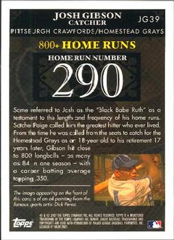 2007 Topps - Josh Gibson Home Run History #JG39 Josh Gibson Back