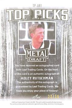 2019 Leaf Metal Draft - Top Picks Autographs Silver Wave #TP-AR1 Adley Rutschman Back