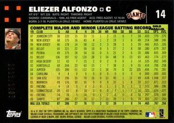 2007 Topps - Gold #14 Eliezer Alfonzo Back