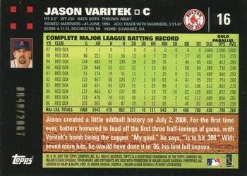 2007 Topps - Gold #16 Jason Varitek Back