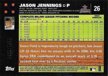 2007 Topps - Gold #26 Jason Jennings Back