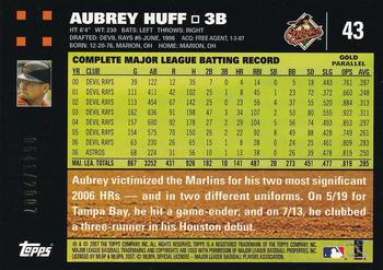 2007 Topps - Gold #43 Aubrey Huff Back