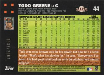 2007 Topps - Gold #44 Todd Greene Back