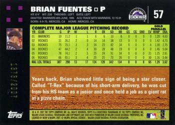 2007 Topps - Gold #57 Brian Fuentes Back