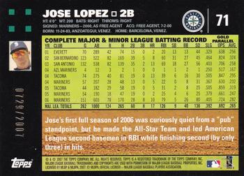 2007 Topps - Gold #71 Jose Lopez Back