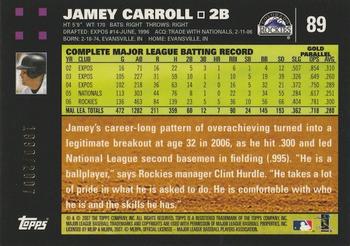 2007 Topps - Gold #89 Jamey Carroll Back