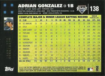 2007 Topps - Gold #138 Adrian Gonzalez Back