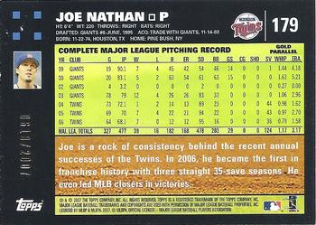 2007 Topps - Gold #179 Joe Nathan Back