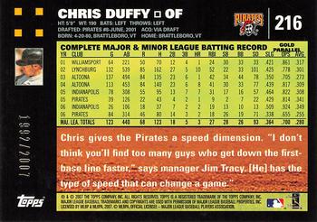 2007 Topps - Gold #216 Chris Duffy Back