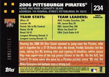 2007 Topps - Gold #234 Pittsburgh Pirates Back