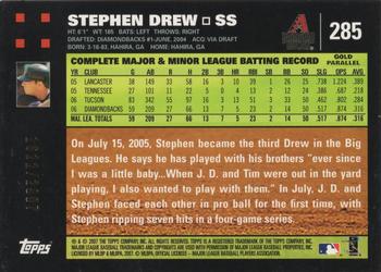 2007 Topps - Gold #285 Stephen Drew Back