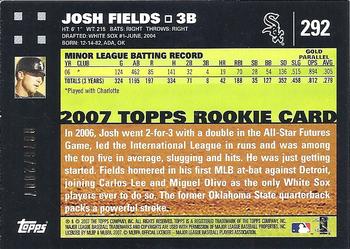 2007 Topps - Gold #292 Josh Fields Back