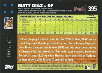 2007 Topps - Gold #395 Matt Diaz Back