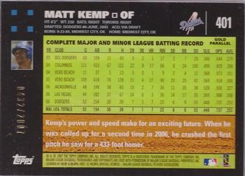 2007 Topps - Gold #401 Matt Kemp Back