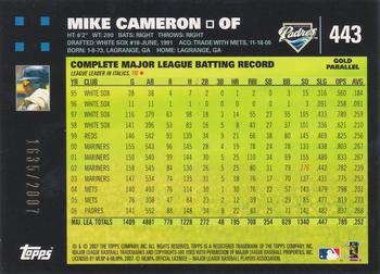 2007 Topps - Gold #443 Mike Cameron Back