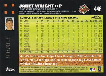 2007 Topps - Gold #446 Jaret Wright Back