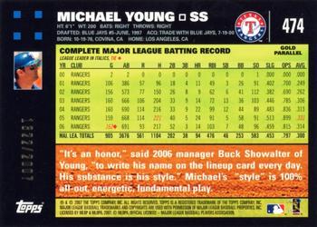 2007 Topps - Gold #474 Michael Young Back