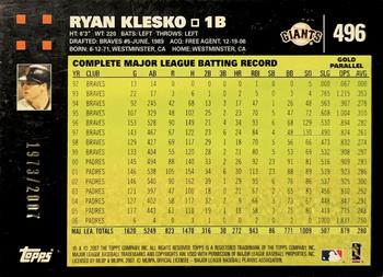 2007 Topps - Gold #496 Ryan Klesko Back