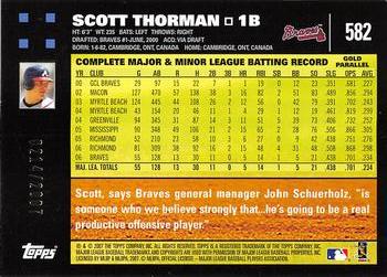 2007 Topps - Gold #582 Scott Thorman Back
