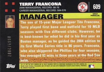 2007 Topps - Gold #609 Terry Francona Back