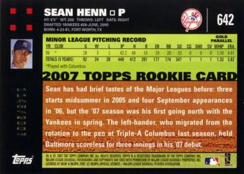 2007 Topps - Gold #642 Sean Henn Back