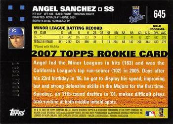 2007 Topps - Gold #645 Angel Sanchez Back
