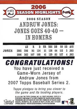 2007 Topps - Highlights Autographs #HAAJ Andruw Jones Back