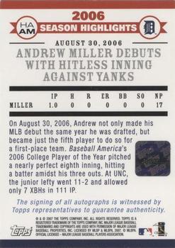2007 Topps - Highlights Autographs #HAAM Andrew Miller Back