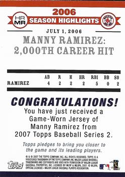 2007 Topps - Highlights Relics #HRMR Manny Ramirez Back