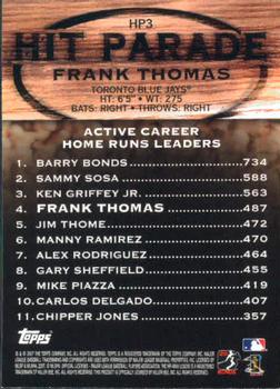 2007 Topps - Hit Parade #HP3 Frank Thomas Back