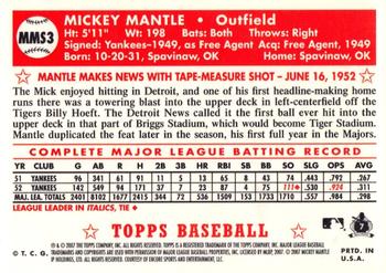 2007 Topps - Mickey Mantle Story #MMS3 Mickey Mantle Back