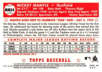 2007 Topps - Mickey Mantle Story #MMS4 Mickey Mantle Back