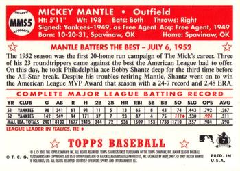 2007 Topps - Mickey Mantle Story #MMS5 Mickey Mantle Back