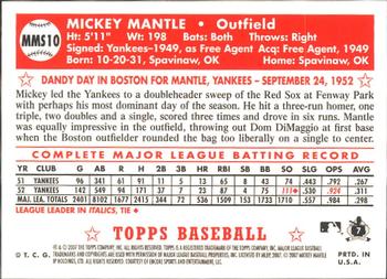 2007 Topps - Mickey Mantle Story #MMS10 Mickey Mantle Back