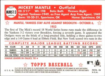 2007 Topps - Mickey Mantle Story #MMS13 Mickey Mantle Back