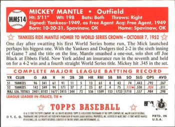 2007 Topps - Mickey Mantle Story #MMS14 Mickey Mantle Back