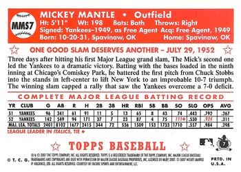 2007 Topps - Mickey Mantle Story #MMS7 Mickey Mantle Back
